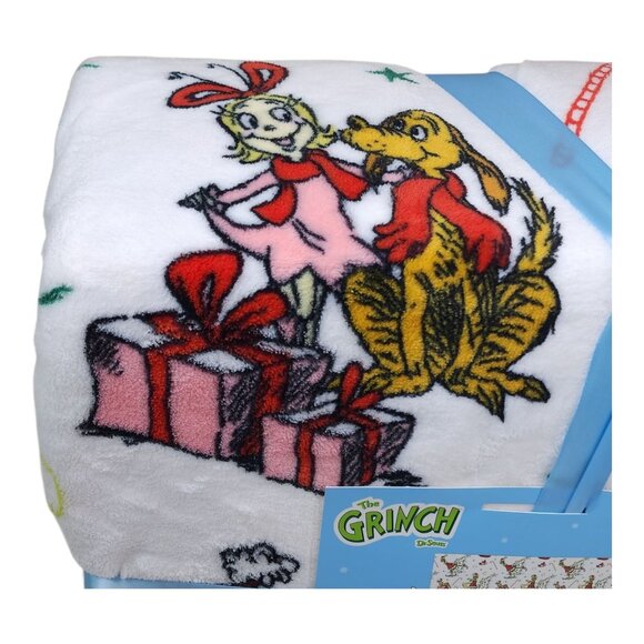 Dr. Seuss The Grinch Queen Plush Blanket 90" X 90" Christmas Soft & Warm Holiday - Picture 2 of 12